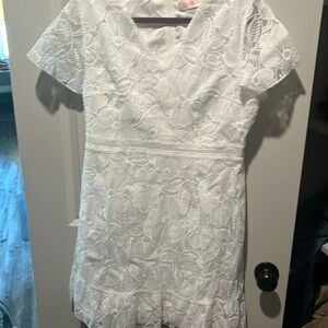 Women’s lace, white mini dress